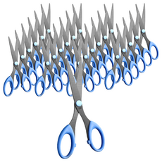 不鏽鋼黑刃剪刀 Set 4支, 藍手柄, 24支