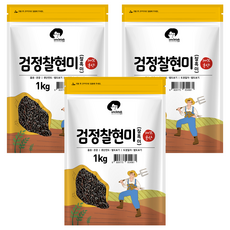 엉클탁 국산 검정찰현미, 1kg, 3개