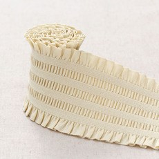 Happy Bears 浪漫百褶鬆緊腰帶 70 mm, 米色, 2個