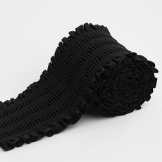 浪漫百褶鬆緊腰帶 70mm, 黑色, 2個