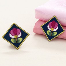韓服方形刺繡鬱金香, 海軍藍, 6個