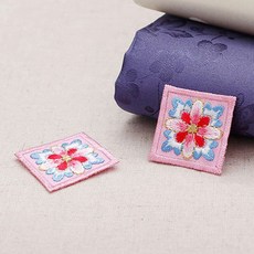 Kohas iD 方形韓服花朵刺繡裝飾布, 粉色的, 6個
