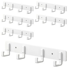 免鑽孔黏貼式多用途壁掛掛鉤衣架掛衣架 4鉤, 白色, 6個