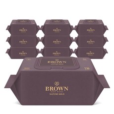 브라운 네이처 마일드 아기물티슈 캡형, 70g, 70매, 10세트