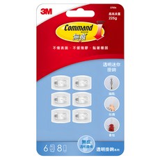 3M Command 無痕 掛鉤 迷你 #37006 6個, 透明, 1組