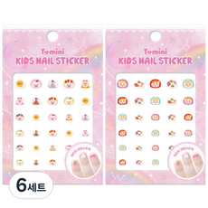 투미니 키즈 네일 스티커 2종 세트, T001 + T002, 6세트
