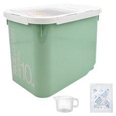 LocknLock 樂扣樂扣 米桶組 米桶10kg+量杯+防潮乾燥劑, 綠色, 1個
