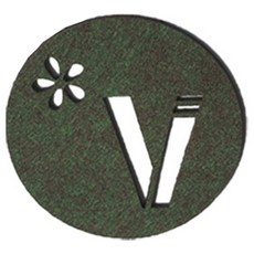 그녀가꿈꾸는창 레이저 커팅 펠트컵받침 이니셜 V, 1개, 카키