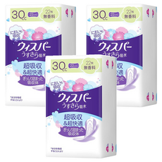 whisper 好自在 日本原裝進口 舒爽超吸收成人護墊 成人尿布 無香 30cc 無翼型, 22cm, 22片, 3包