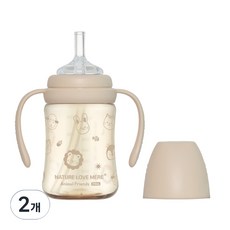 네이쳐러브메레 애니멀 프렌즈 PPSU 빨대컵, 누디브라운, 2개, 210ml