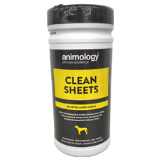 animology 動物美學 潔淨濕紙巾 犬用 特大尺寸 雙面可用 無需沖洗配方, 80張, 1瓶