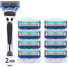 男用5刃刮鬍刀+替換刀片 8入, 2組