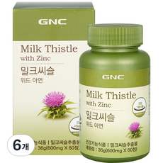 GNC 밀크씨슬 위드 아연 36g, 60정, 6개