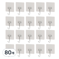 하비티 무타공 부착형 후크, 혼합색상, 80개