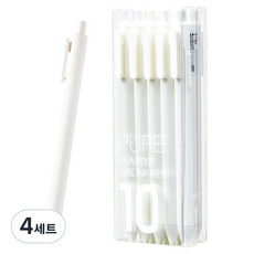 KaCO Pure Soft 凝膠中性筆 大容量黑色筆芯 0.5mm 10入組, 白色, 4套