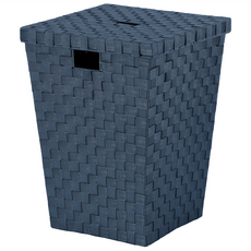 kela Alvaro附蓋長方編織收納籃, 深藍色