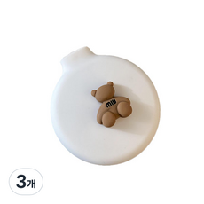 디에스 곰돌이 휴대용 거울 에어쿠션 빗, 화이트, 3개