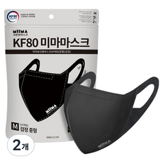 미마 보건용 마스크 중형 KF80, 10개입, 2개, 검정