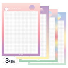 아이씨엘디자인 그리드 노트 패드 라지 4종 세트, 아이스크림, 3세트