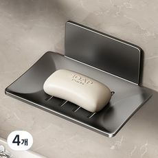 InMUSE 免鑽孔黏貼式鋁製肥皂架, 灰色, 4個