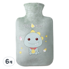 LIFEPOP 卡通人物超細纖維保冷保溫熱水袋 綠色恐龍 2000ml, 6個