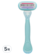 바롬몰 여성용 5중날 긁힘방지 면도기 롱 그린헤드 5.5 x 13.8 cm + 블레이드 세트, 1개입, 5개