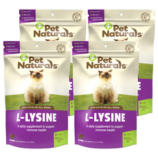 Pet Naturals 寶天然 貓嚼錠 L-LYSINE 每日免疫補充劑, 免疫/抗氧化, 4包, 60顆