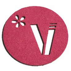 레이저 커팅 펠트컵받침 이니셜 V, 1개, 핑크