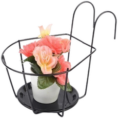 Yettayeogi 陽台鐵製室內裝飾花盆掛架 小型, 黑色, 1個
