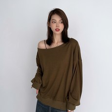 더시럽 여성용 원숄더 오픈 단색 맨투맨