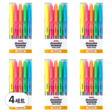 Lineplus Remember螢光筆 5種*6入組, 黃色 + 粉紅色 + 橘色 + 綠色 + 藍色, 4套