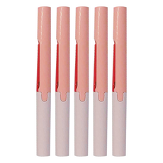 PLUS 不沾膠攜帶式筆型剪刀, 細長握柄, 單手即可鎖定/解除安全鎖, 珊瑚粉, 5支