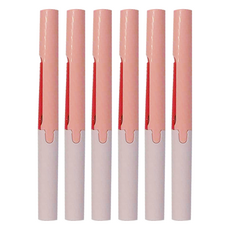 PLUS 不沾膠攜帶式筆型剪刀, 細長握柄, 單手即可鎖定/解除安全鎖, 珊瑚粉, 6支