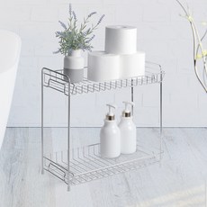 spider loc 不鏽鋼方形雙層層架, 銀色, 1個