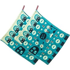 lapezzo 掛環手用廚房巾 用餐貓 2入, 綠色, 1套