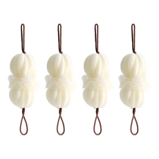 彈力花朵長條沐浴搓澡巾, 4個, 1入, 白色