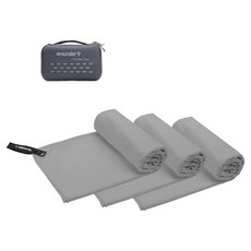 4monster 超細纖維毛巾 XS 3入 + EVA收納盒套組, 灰色, 1套