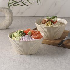 코멧 홈 도자기 다용도 넓은 면기, 크림, 2개