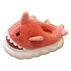 Yubeulli 兒童嘟嘟鯊魚造型毛絨室內拖鞋 UVJM