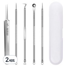 睫毛鑷子 + 皮脂黑頭粉刺去除套組 一字型, 單一顏色, 2套