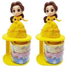 迪士尼公主鈴鐺人物美紋紙膠帶刀型支架 + 美紋紙膠帶 1.5cm x 7m 3p, 混色（支架），隨機發貨（美紋紙）, 2組