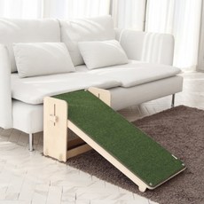 까사미코 높이조절 강아지 계단 원목 슬라이드 스텝, 그린, 1개