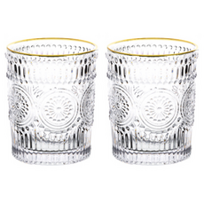 GOODLIVING 玻璃杯 金邊 300ml, 2個