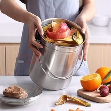 藍貿 全不鏽鋼廚餘桶 3L, 1個, 銀色A