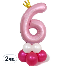 joyparty 皇冠數字氣球柱套組 6, 粉紅色, 2套