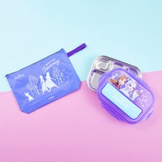 LiLFANT 《冰雪奇緣》2 合一餐具盒午餐盒套裝, 1個, 盤子+袋子, 混色