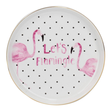 creativeTopss Ava金邊陶製飾品盤, 紅鶴, 1層