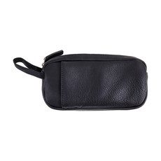 真皮頭層牛皮手提手拿包男夾 - 內襯滌綸, 20 × 10.5 × 5cm, 黑色