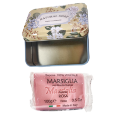 iteritalia 伊特雅 甘油馬賽皂 鐵盒 玫瑰, 100g, 1個