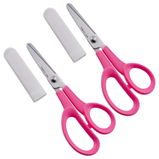 CANARY 長谷川刃物 兒童剪刀, 刀刃尖端圓弧設計, 兒童安全適用, 人體工學設計, 日本製造, 粉紅色, 2支